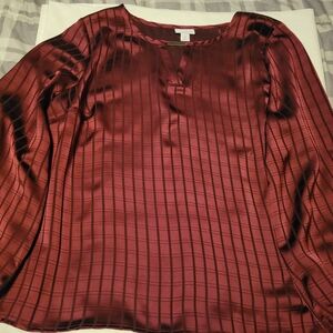 Liz Claiborne Burgundy Plaid Blouse